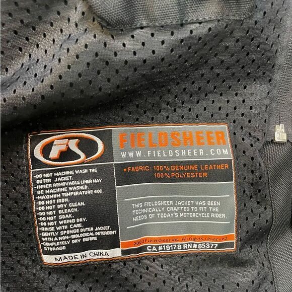 Fieldsheer Deuce Motorcycle Leather Jacket Men Size 48 Black - Picture 10 of 11